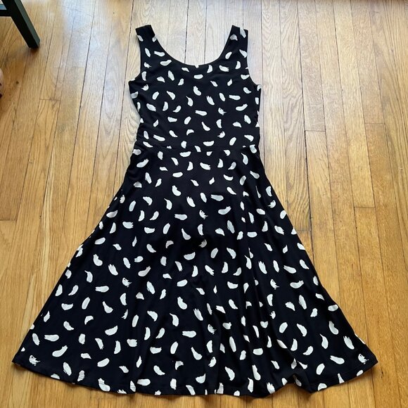 Boden Size 8R Black & White Brushstrokes Sleeveless Tie Waist Ballet Midi Dress - Picture 4 of 16